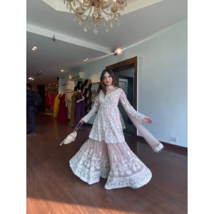 BEAUTIFUL GEORGETTE WITH HEAVY EMBROIDERY COTTON THREAD WORK SALWAR KAMEEZ