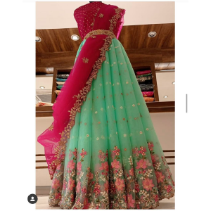 Alternative view of SOFT ORGANZA FABRIC DESIGNER LEHENGA SAREE