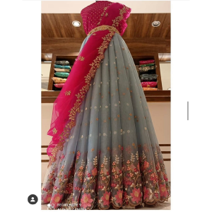 SOFT ORGANZA FABRIC DESIGNER LEHENGA SAREE